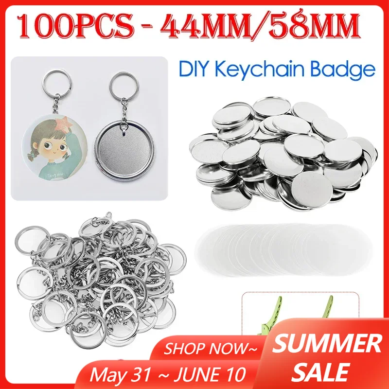 Button Badge Blank - 100PCS 44mm 58mm Keychains Badge Making