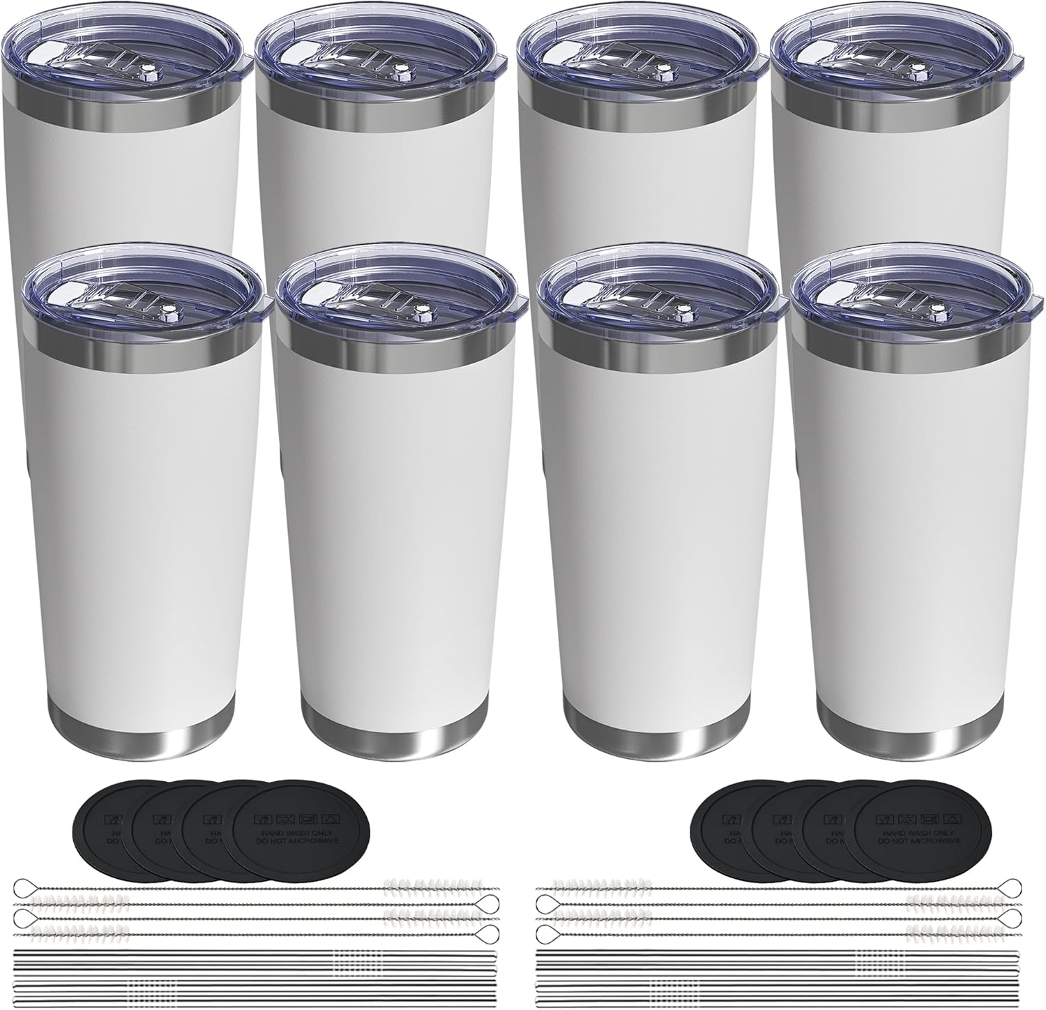 Tumbler 20Oz White - 20oz Leakproof Travel Coffee Tumbler, 8-Pack