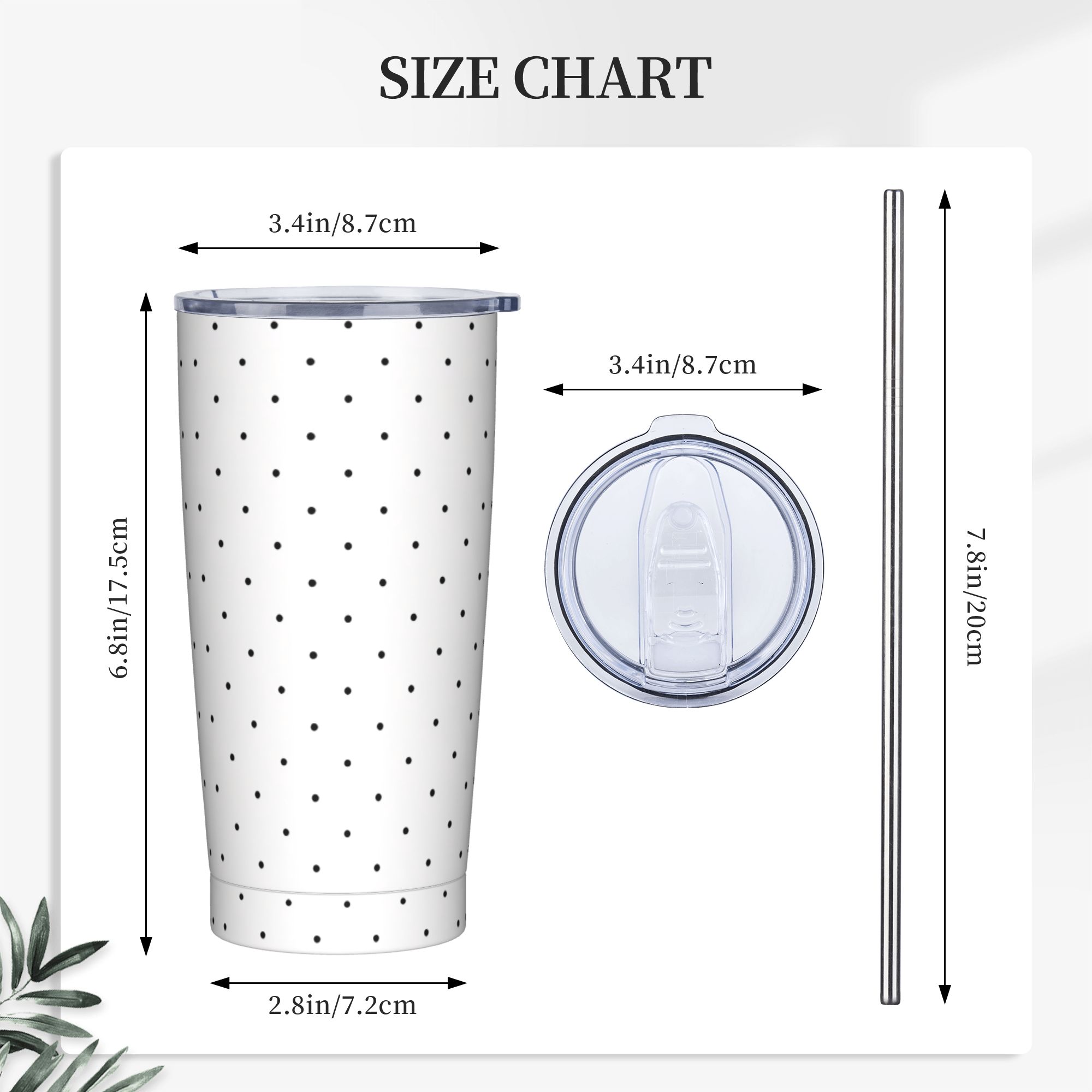 Black & White Polka Dot Patter - Tumbler 20Oz White recensione e prezzo