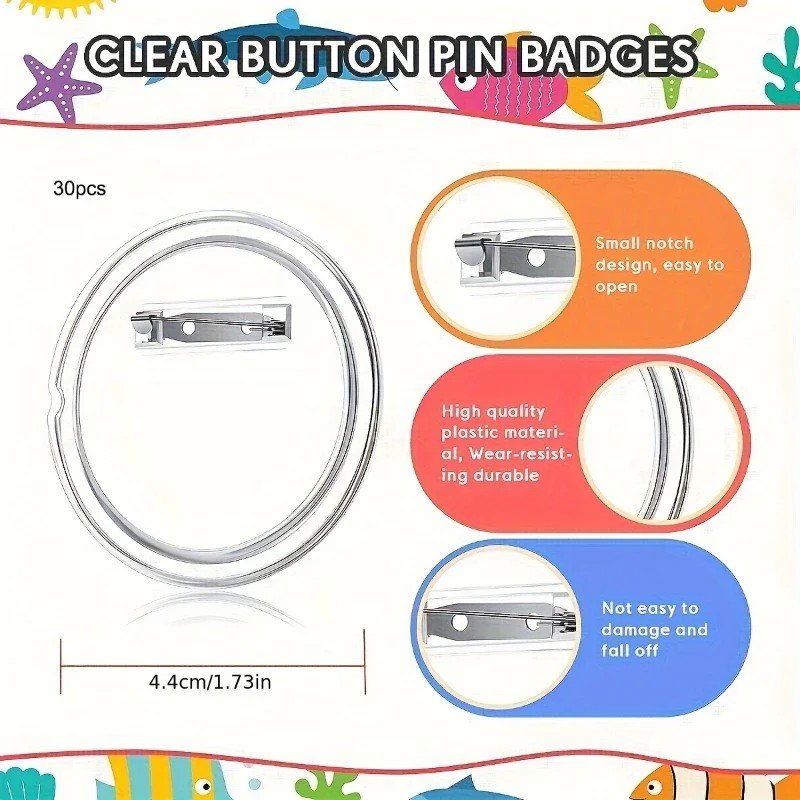 30pcs acrylic blank badge pin  - Button Badge Blank recensione e prezzo