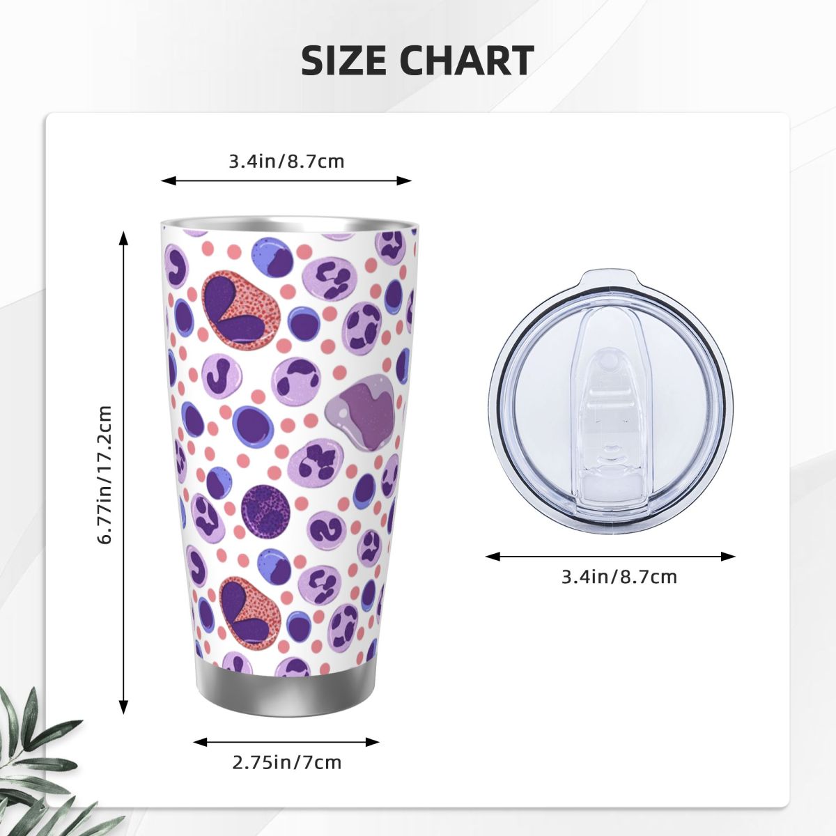 Large White Blood Cell Pattern - Tumbler 20Oz White recensione e prezzo