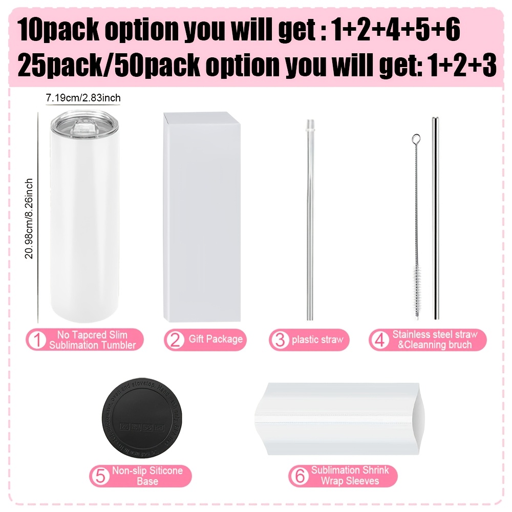 50/25/10 Pack Sublimation Tumb - Tumbler 20Oz White recensione e prezzo