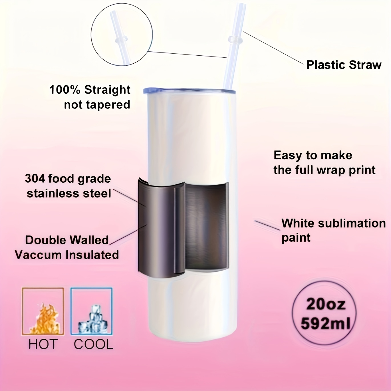 50/25/10 Pack Sublimation Tumb - Tumbler 20Oz White recensione e prezzo