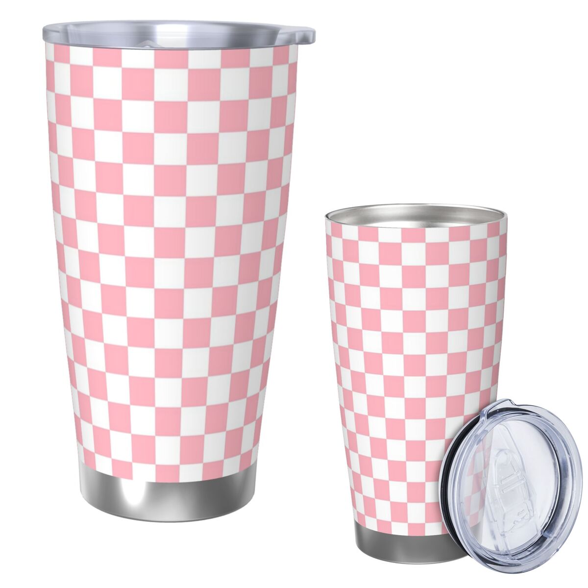 Pink White Checkerboard Patter - Tumbler 20Oz White recensione e prezzo