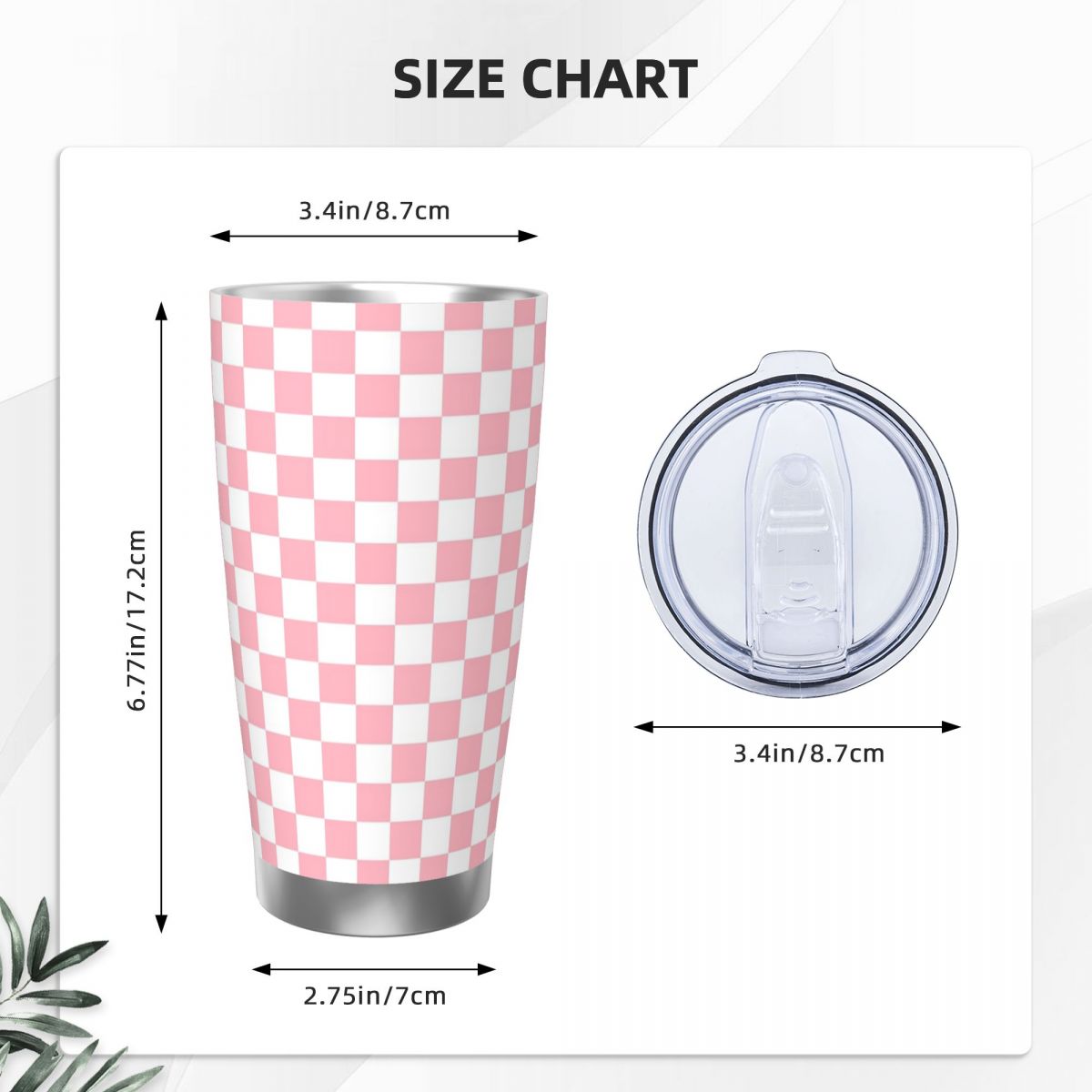 Pink White Checkerboard Patter - Tumbler 20Oz White recensione e prezzo