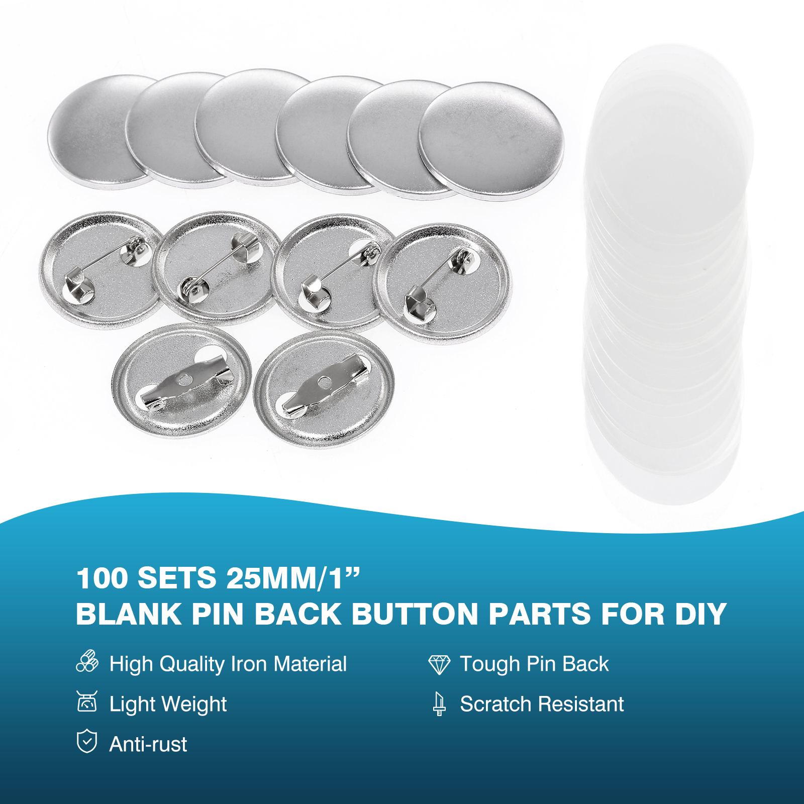 100Pcs Mini DIY Round Mirror M - Button Badge Blank recensione e prezzo