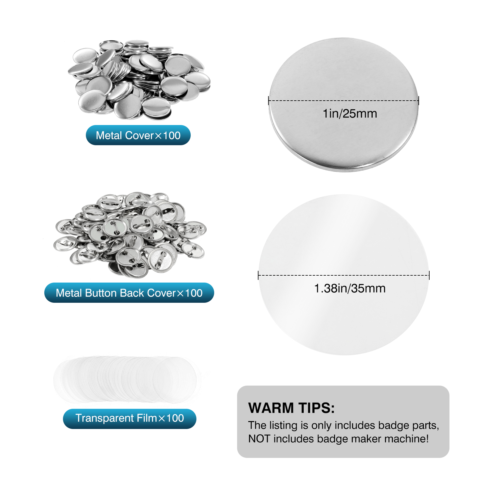 100Pcs Mini DIY Round Mirror M - Button Badge Blank recensione e prezzo
