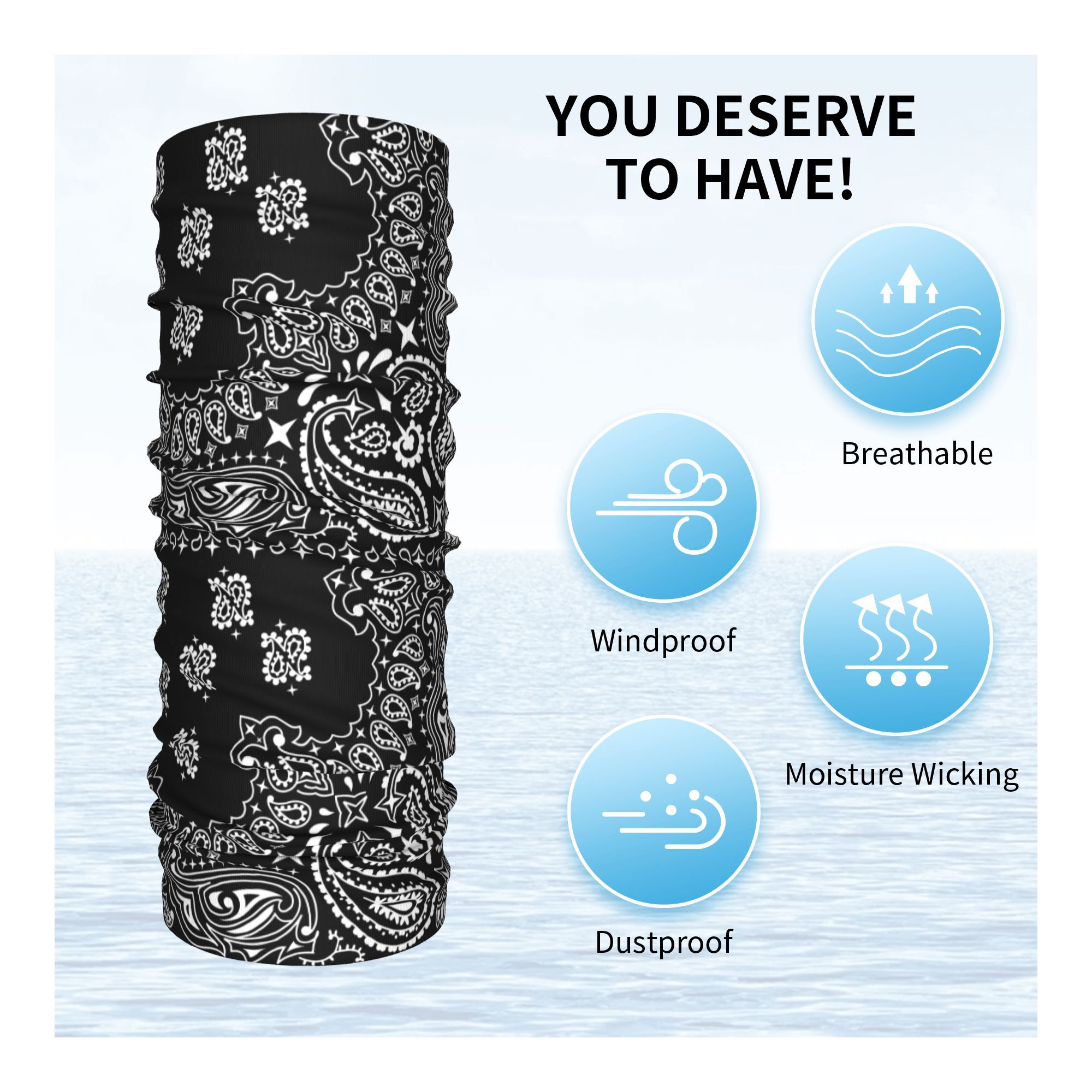 Custom Black And White Paisley - Bandana Blank White recensione e prezzo