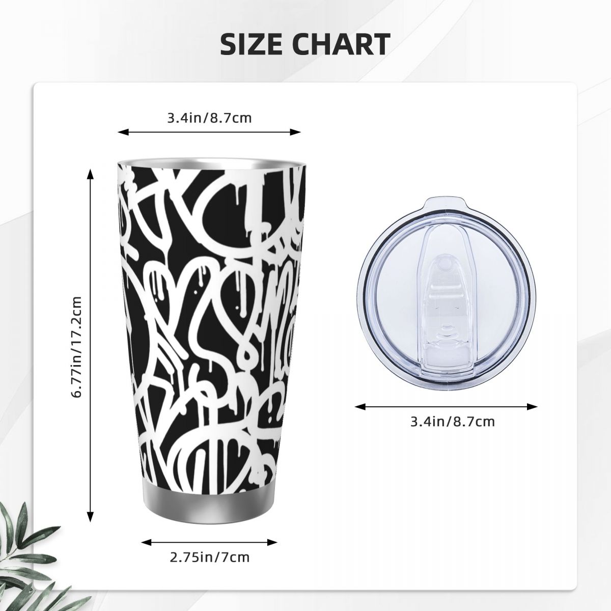 Black And White Graffiti Stain - Tumbler 20Oz White recensione e prezzo