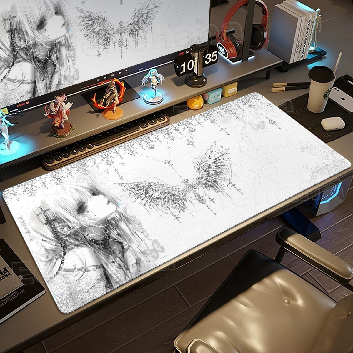 Black White Angel Mouse Pad La - Mouse Pad Blank Sublimation recensione e prezzo