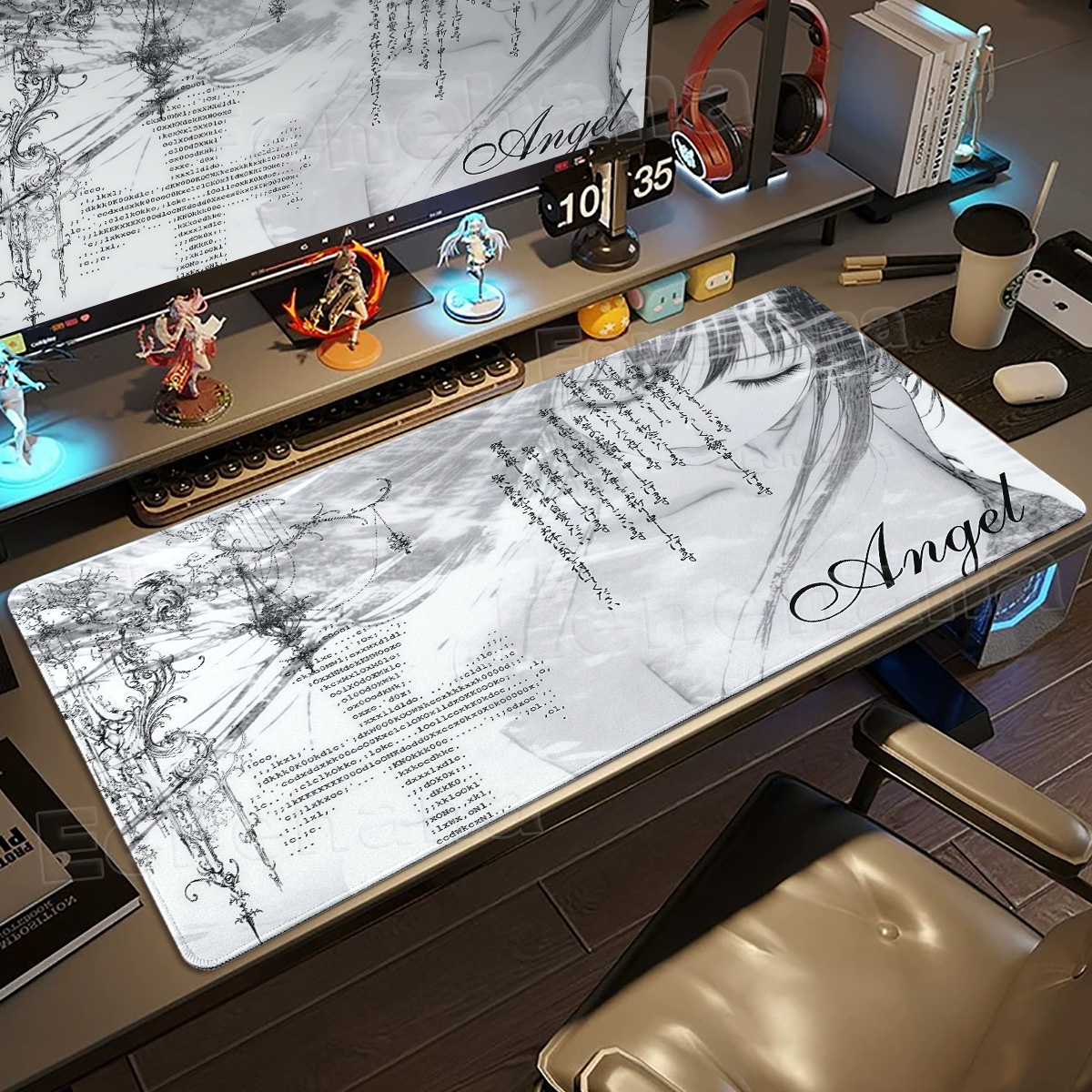 Black White Angel Mouse Pad La - Mouse Pad Blank Sublimation recensione e prezzo