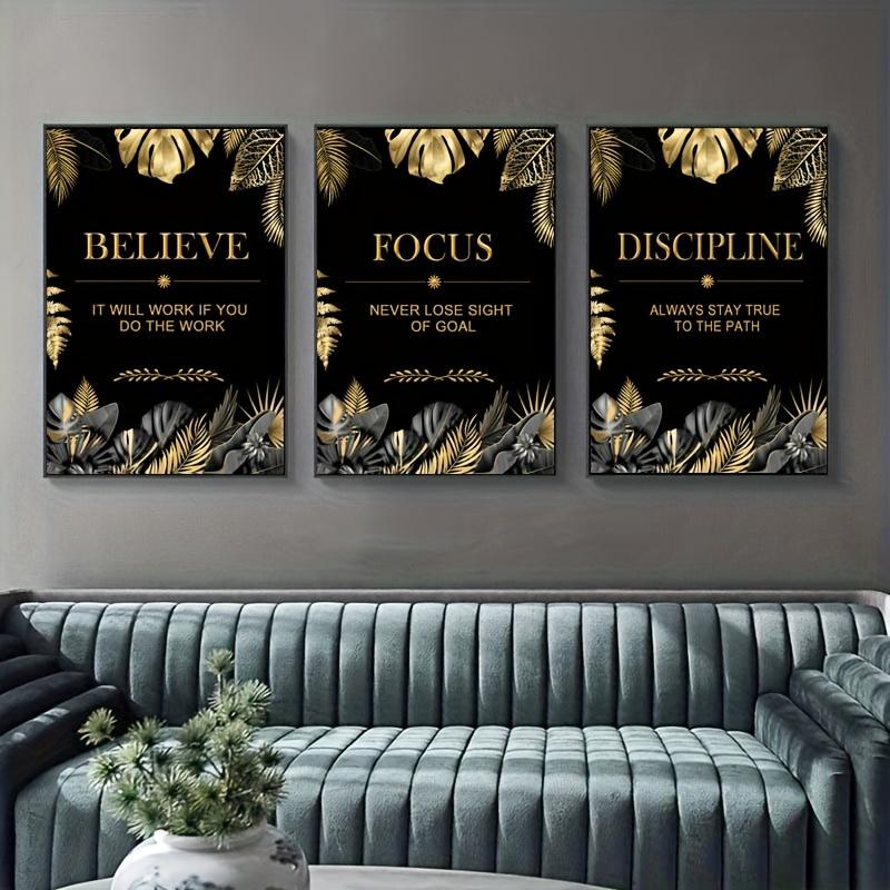 3pcs gold, leaves, text - Mode - Canvas Wrap Ready recensione e prezzo