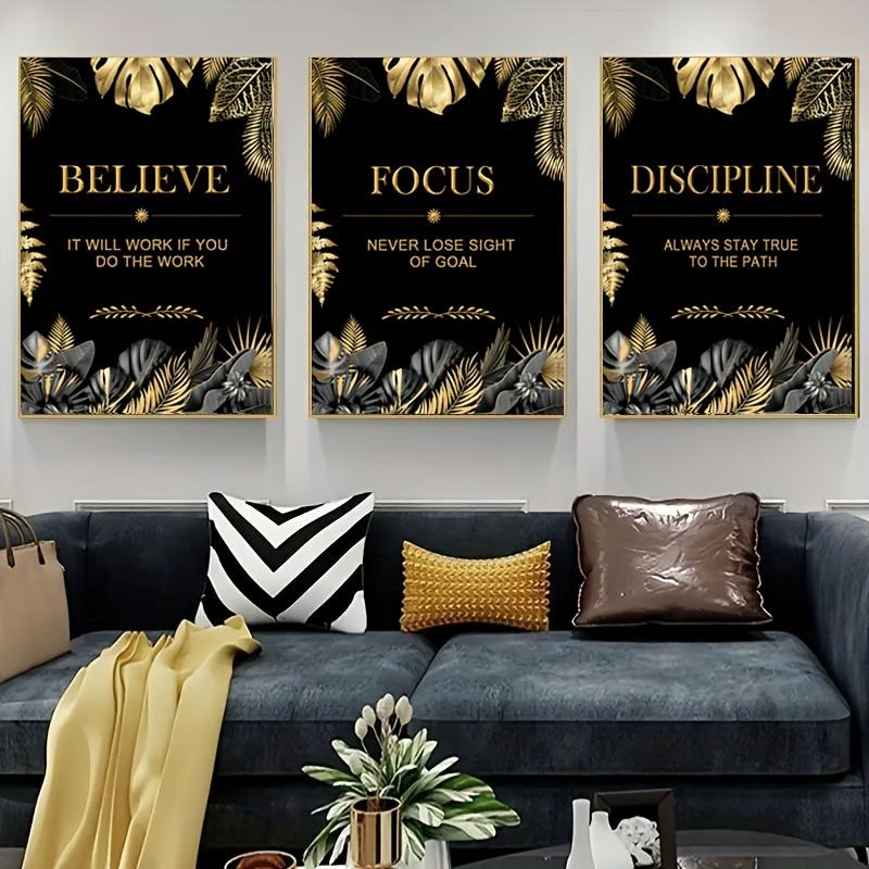 3pcs gold, leaves, text - Mode - Canvas Wrap Ready recensione e prezzo