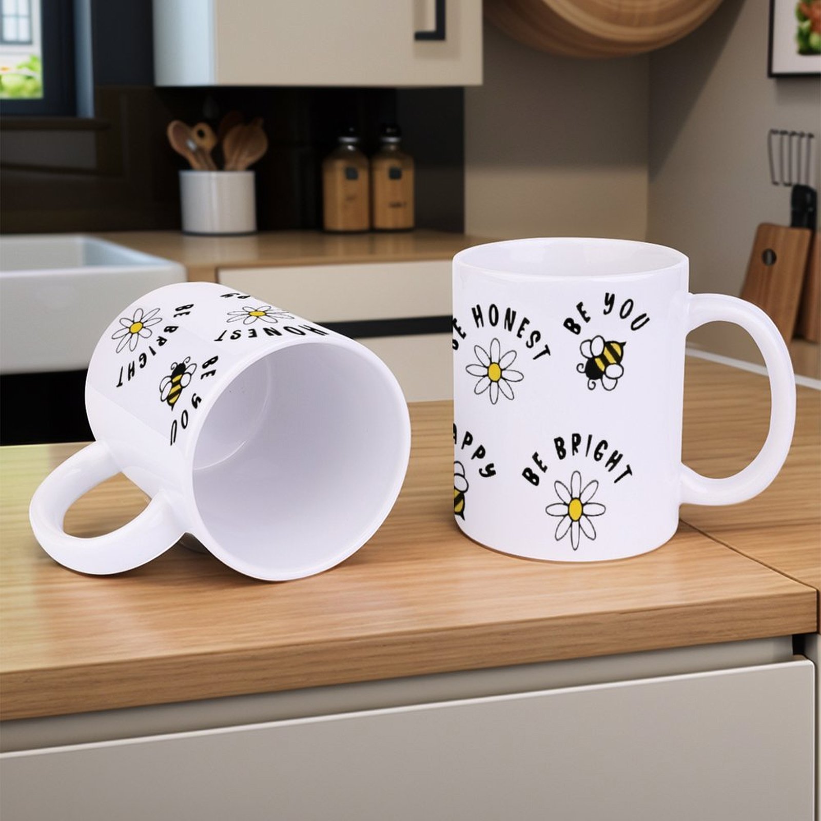 Four Stickers With Bees And Da - Sublimation Mug White recensione e prezzo