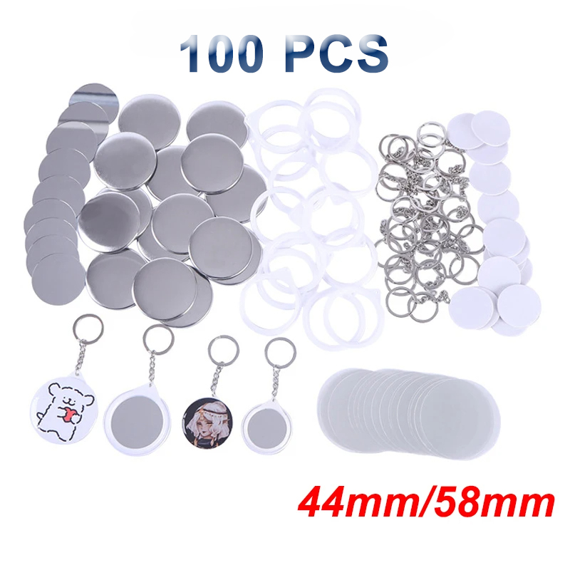 New 100PCS Key Ring Mirror Bla - Button Badge Blank recensione e prezzo