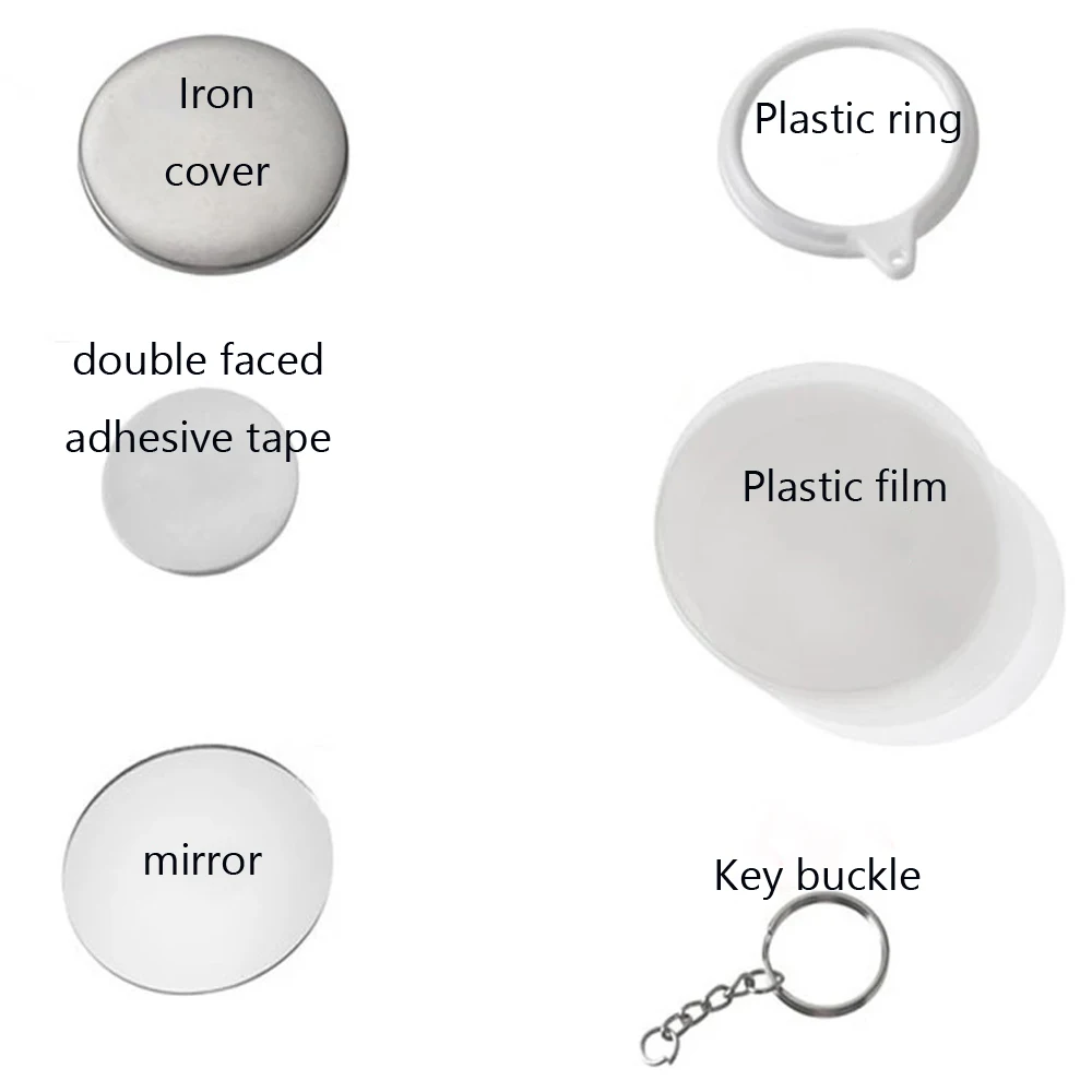New 100PCS Key Ring Mirror Bla - Button Badge Blank recensione e prezzo