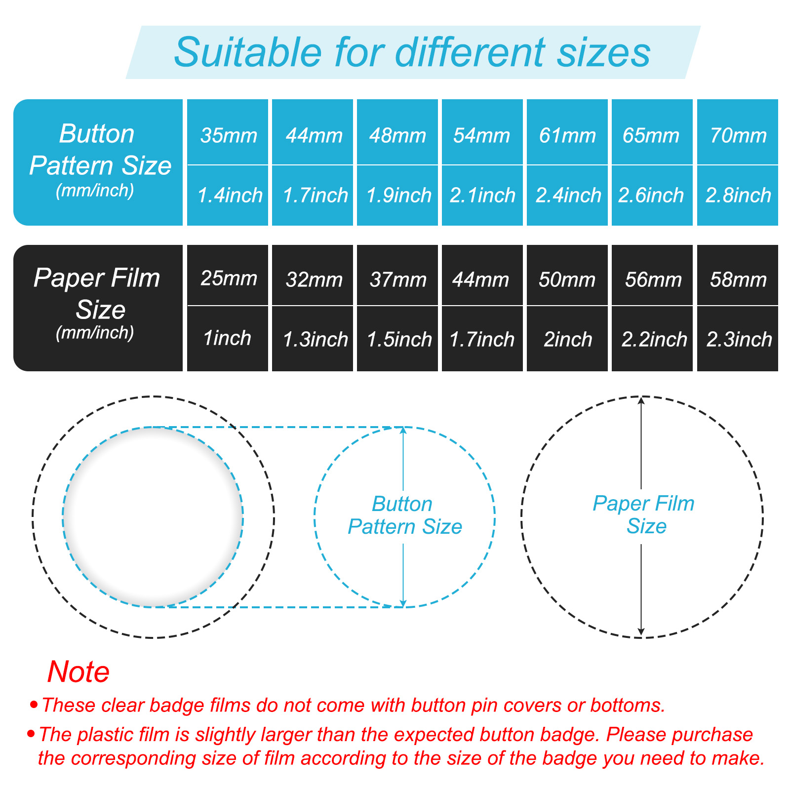 44/48/54/61/65/70mm Badge Film - Button Badge Blank recensione e prezzo