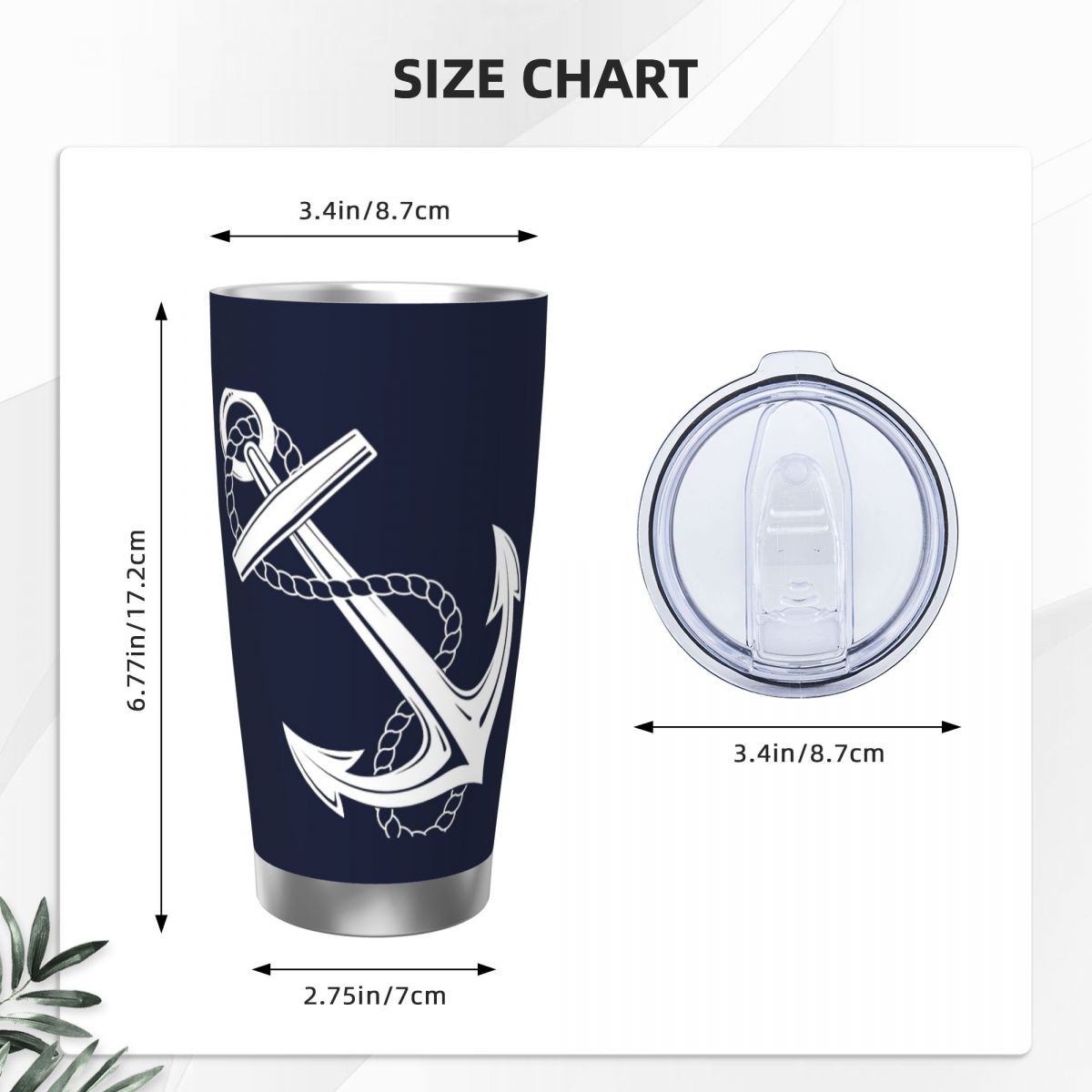 Anchor Nautical White & Navy S - Tumbler 20Oz White recensione e prezzo