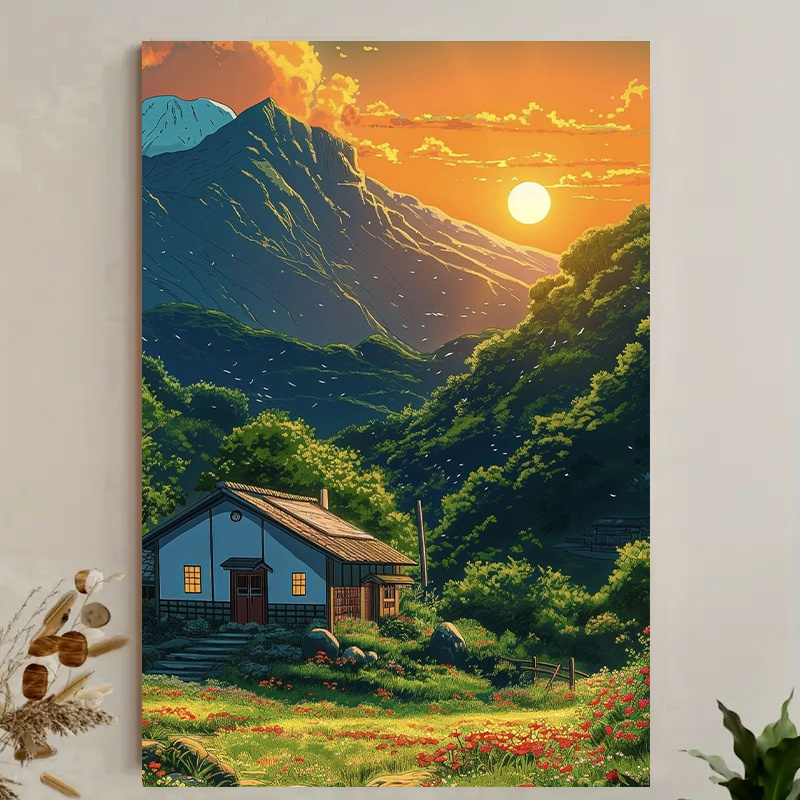1pc Mountain Cabin Sunset Canv - Canvas Wrap Ready recensione e prezzo