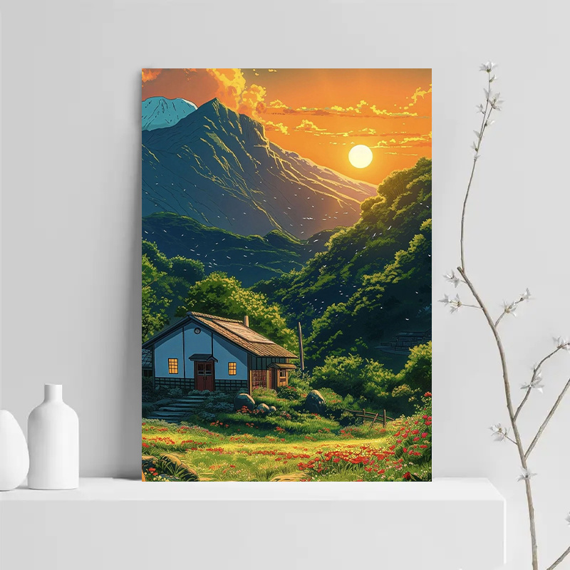 1pc Mountain Cabin Sunset Canv - Canvas Wrap Ready recensione e prezzo