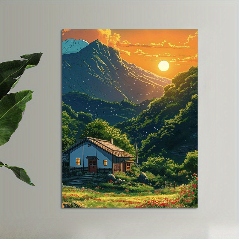1pc Mountain Cabin Sunset Canv - Canvas Wrap Ready recensione e prezzo