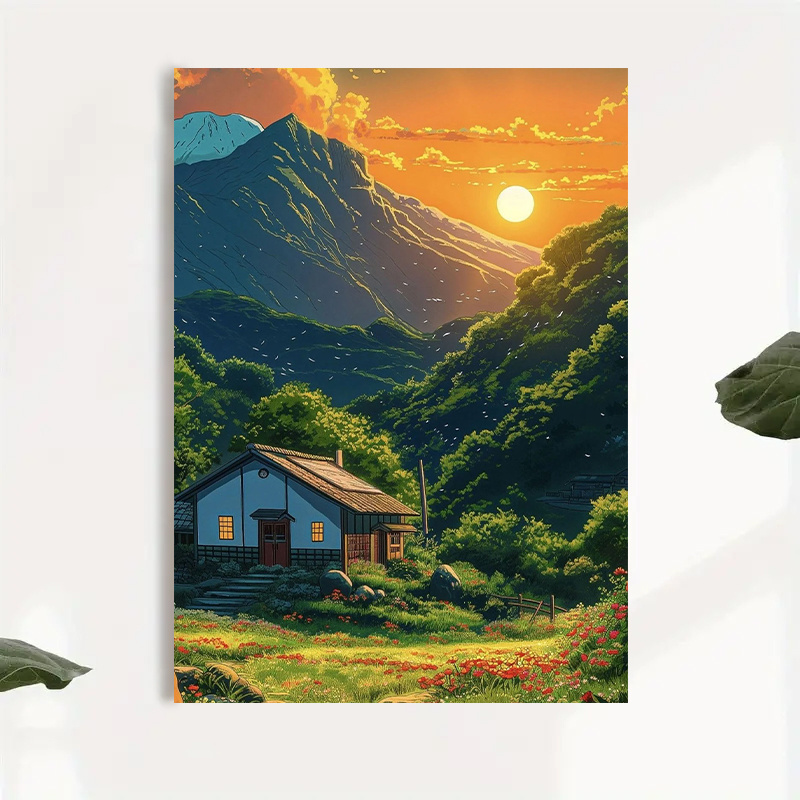 1pc Mountain Cabin Sunset Canv - Canvas Wrap Ready recensione e prezzo